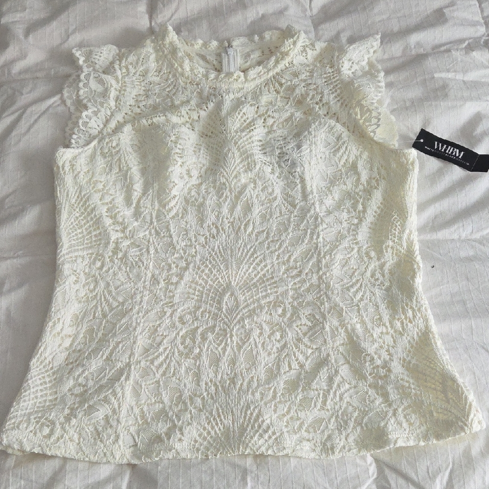 White House Black Market Ivory Lace Blouse